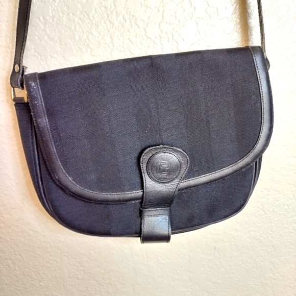 Vintage Fendi S.A.S. pequin ozmu stripe black crossbody bag - Picture 1 of 14